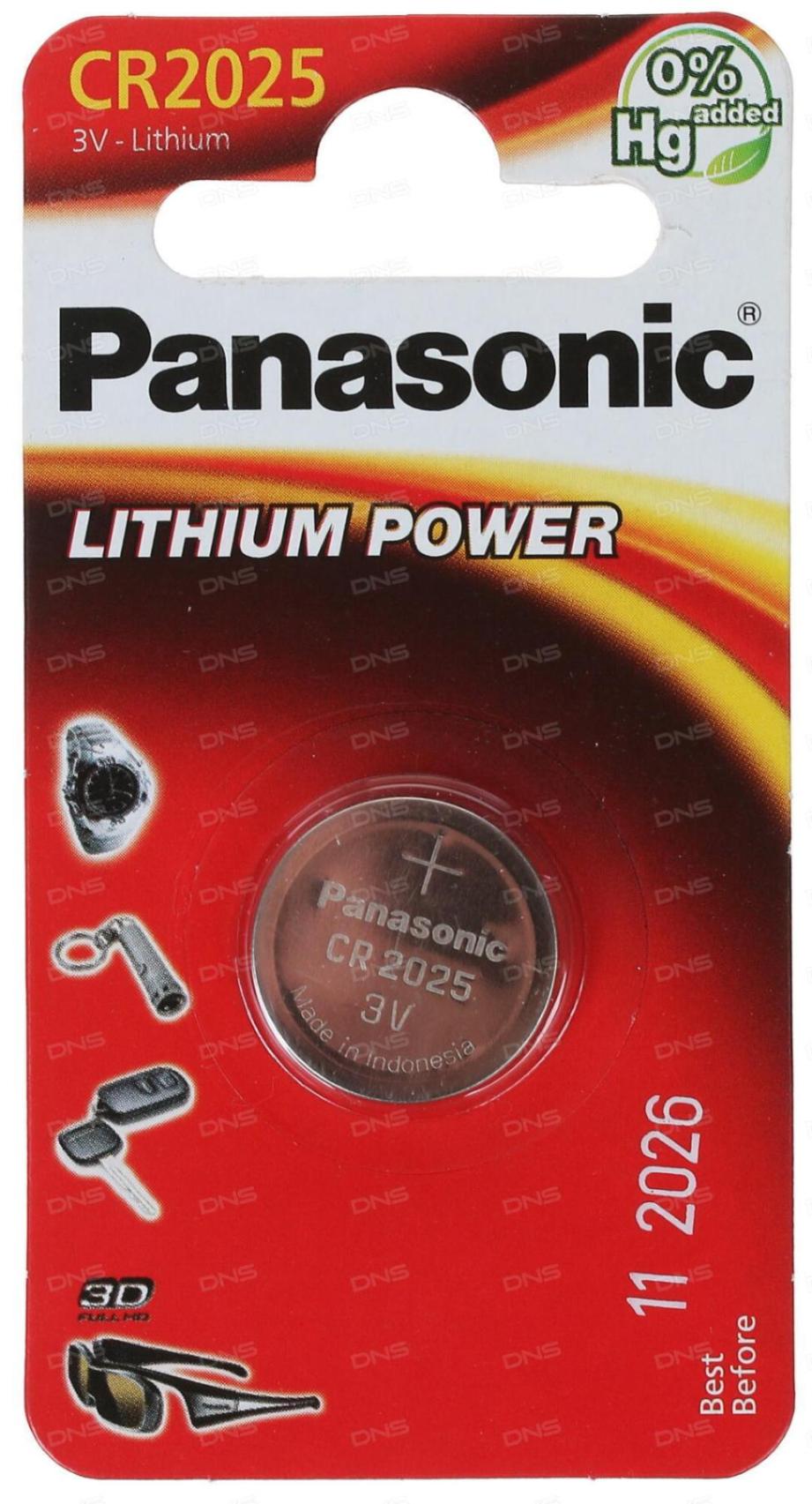 Panasonic Lithium Power CR2025 дисковые батарейки